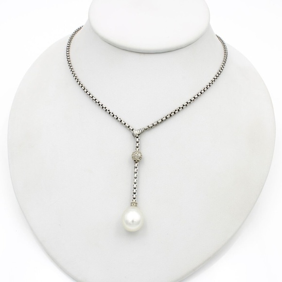 David Yurman Jewelry - David Yurman Pearl Sterling Silver Y Drop Necklace